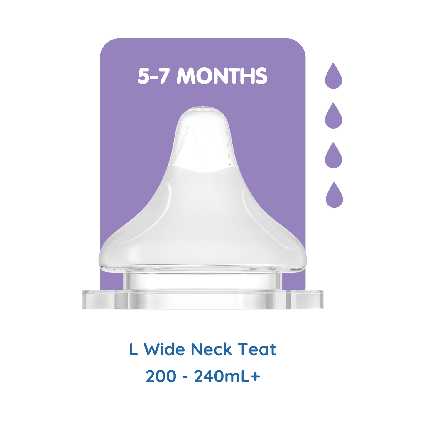 L Wide Neck Teat | 5m to 7m | 7oz to 8oz+ | 200ml to 240ml+ | SUCVENT