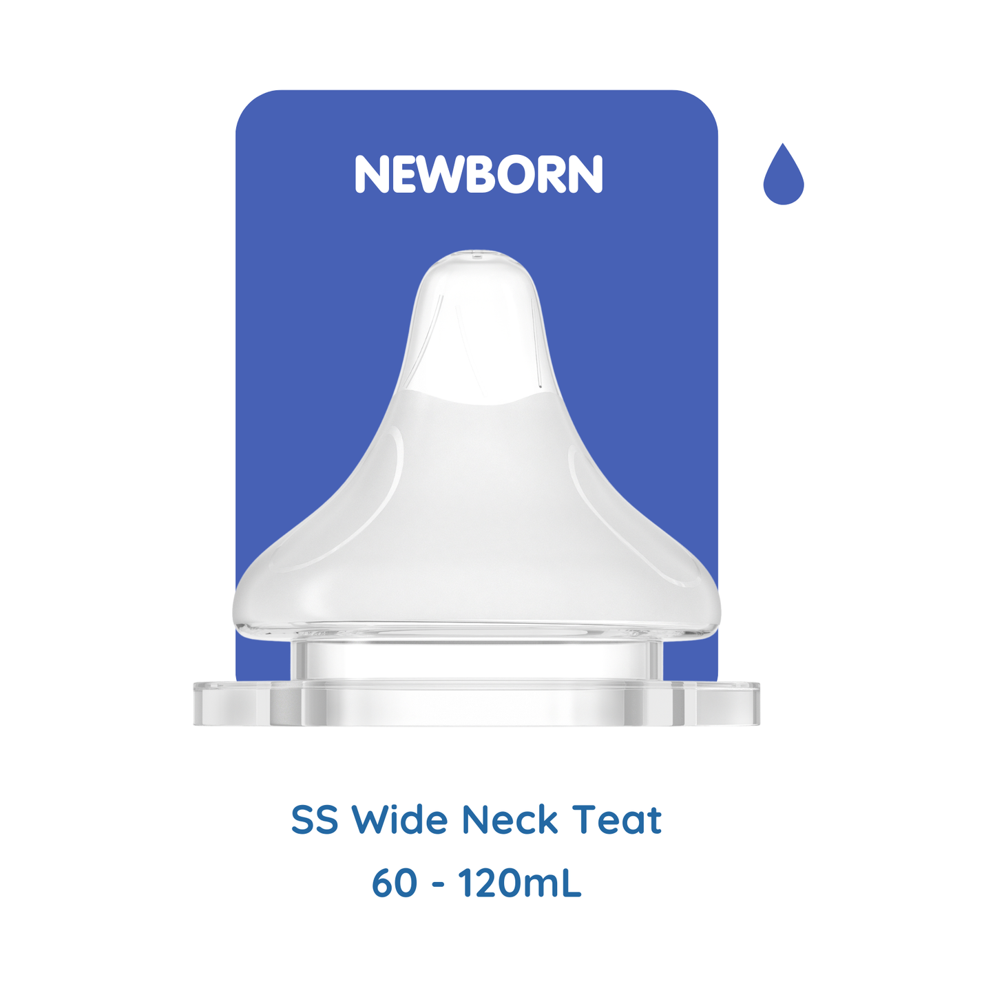 SS Wide Neck Teat | 0m+ | 2oz to 4oz | 60ml to 120ml | Newborn | SUCVENT