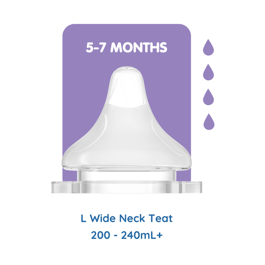 L Wide Neck Teat | 5m to 7m | 7oz to 8oz+ | 200ml to 240ml+ | SUCVENT
